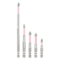 5-piece Phillips impact screwdriver bit set with pink shafts and silver hex shanks