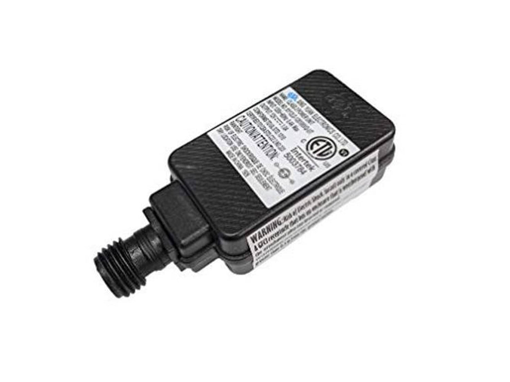 Black ETL power supply adapter with label and threaded cable connector