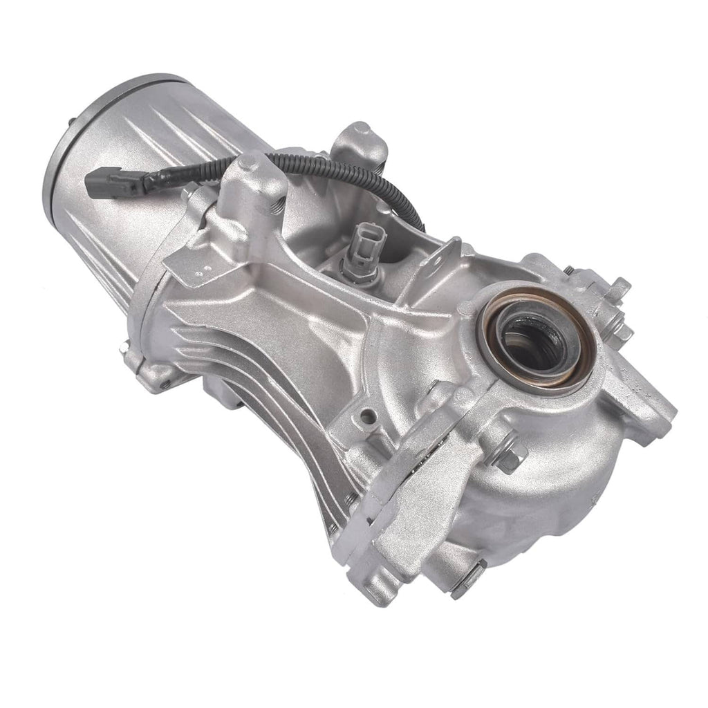 Rear axle differential carrier assembly, silver metal housing with round bearing opening