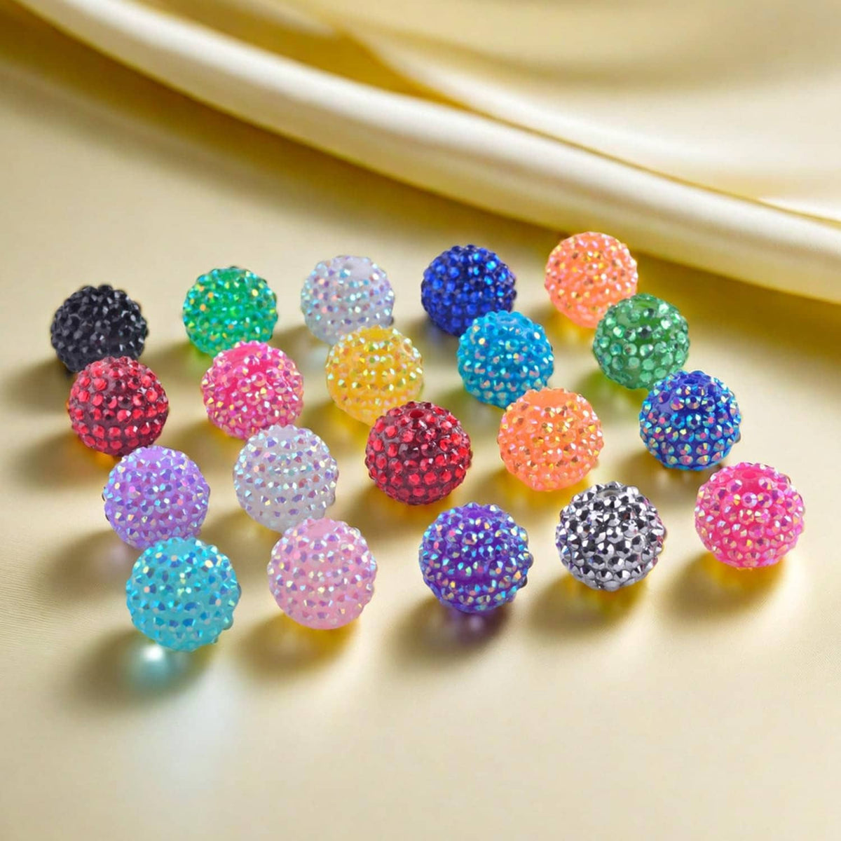Multicolor rhinestone beads, round faceted balls for decorating pens or keychains