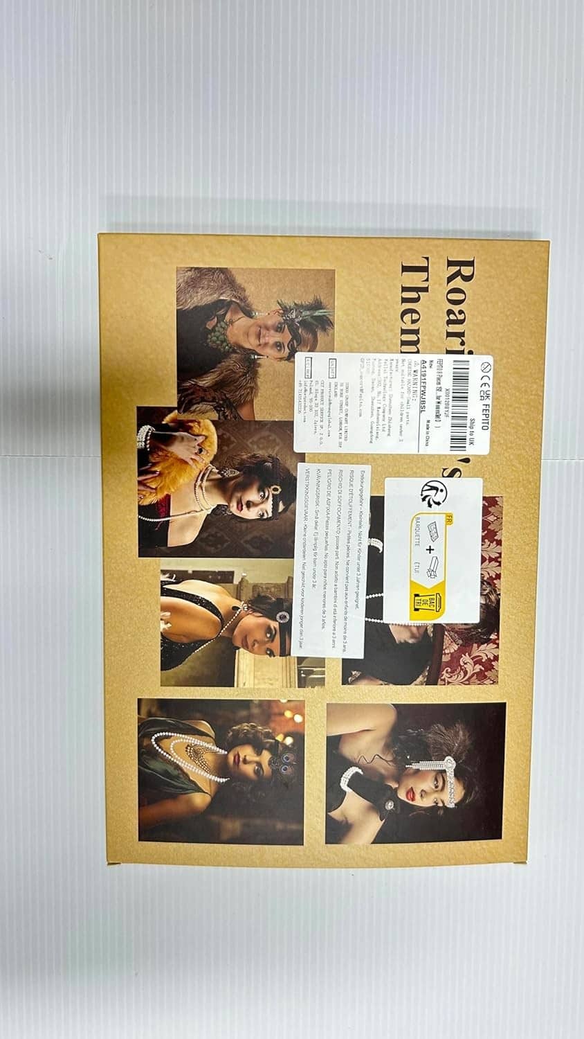 Printed accessory set collage card with vintage photos and labels