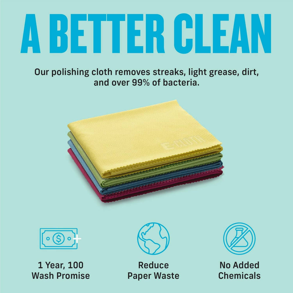 E-Cloth microfiber polishing cloth set, stacked yellow cloths with stitched border