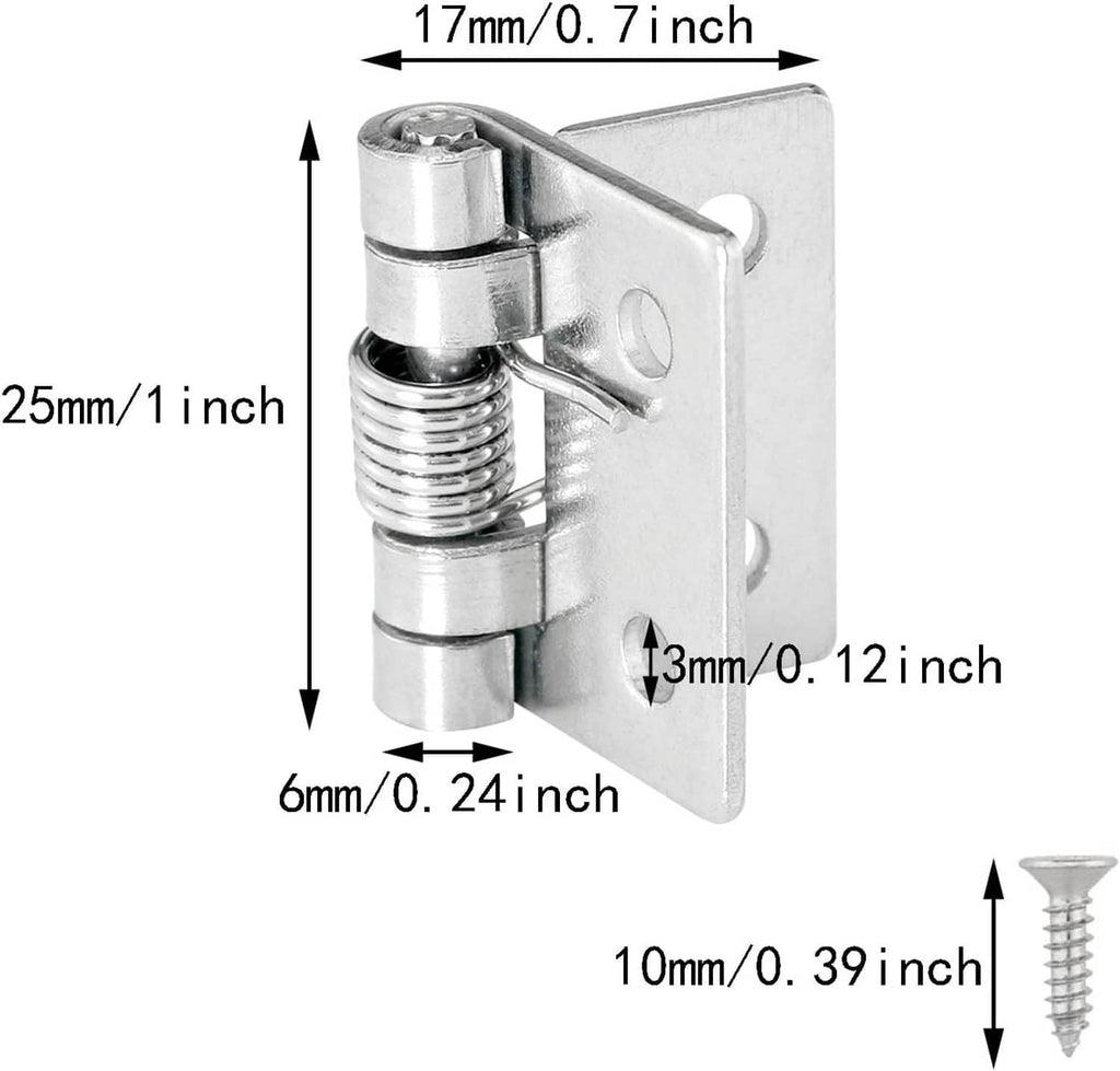 1-inch spring-loaded self-closing hinge, small iron push-pull latch with coil spring