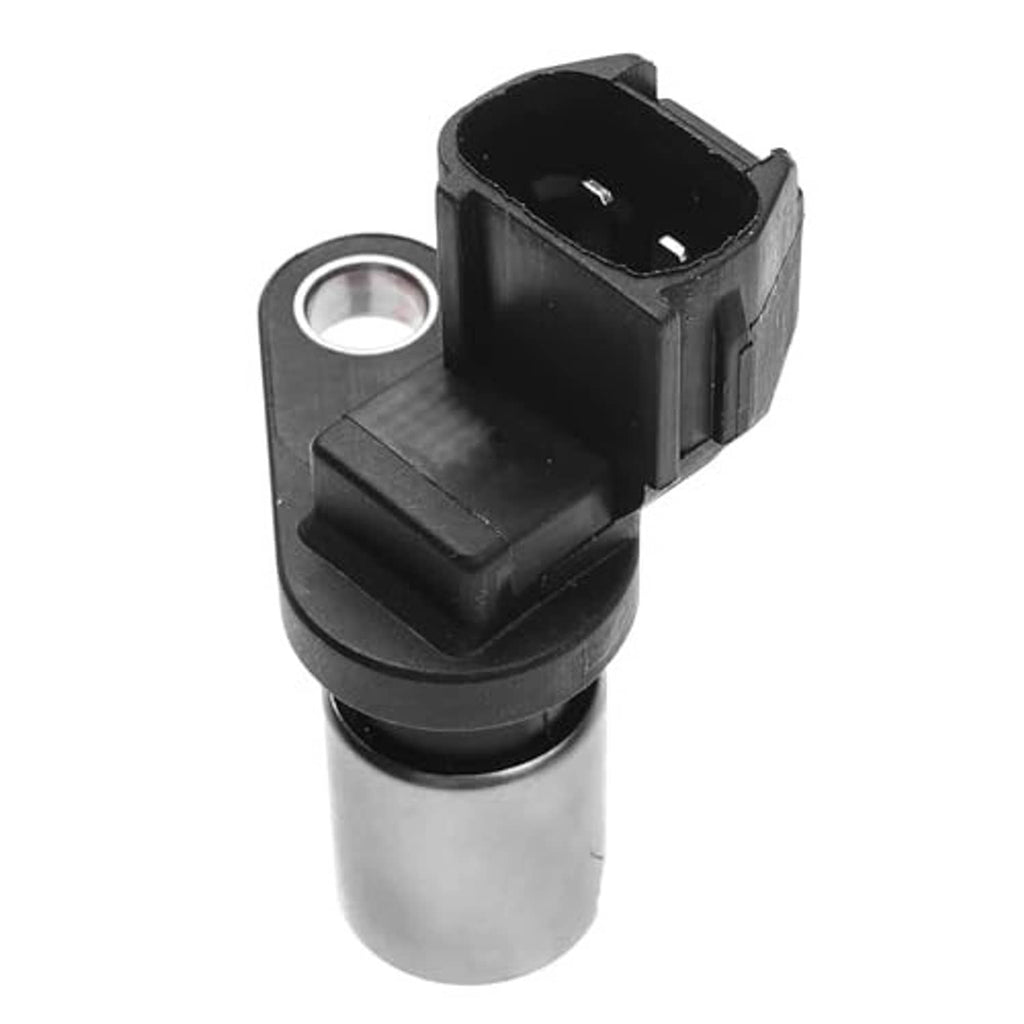 Crankshaft position sensor with black connector, circular metal mounting ring, and base
