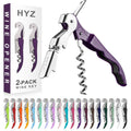 HYZ 2-pack wine corkscrews in plum and silver, pair of waiter key openers