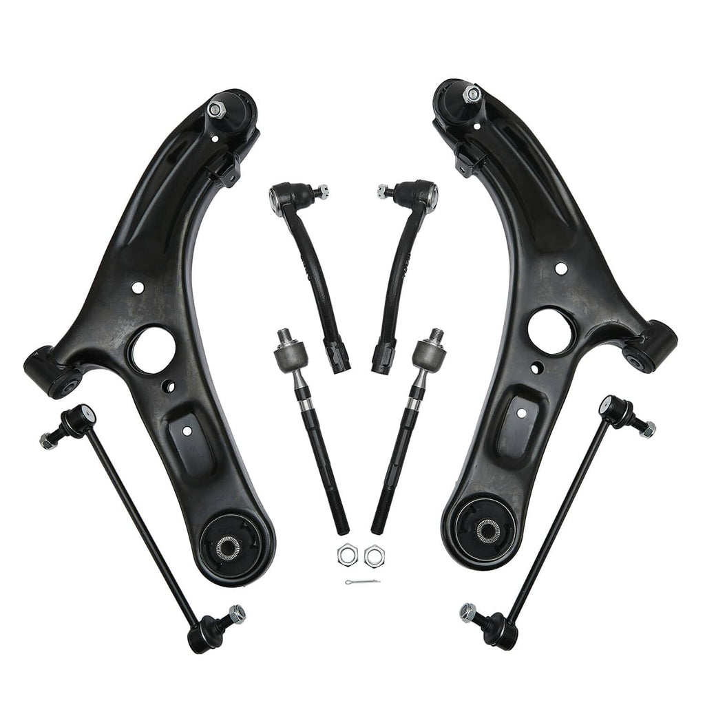 Pair of front control arms with ball joints and tie rods, black metal kit