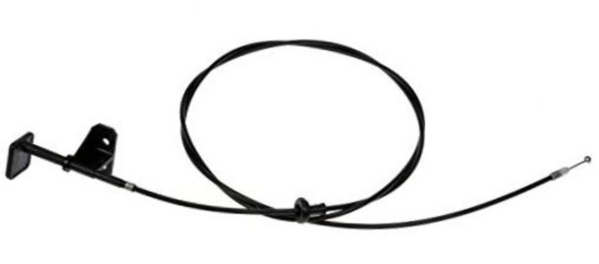 Black hood release cable with mounting bracket and cable end