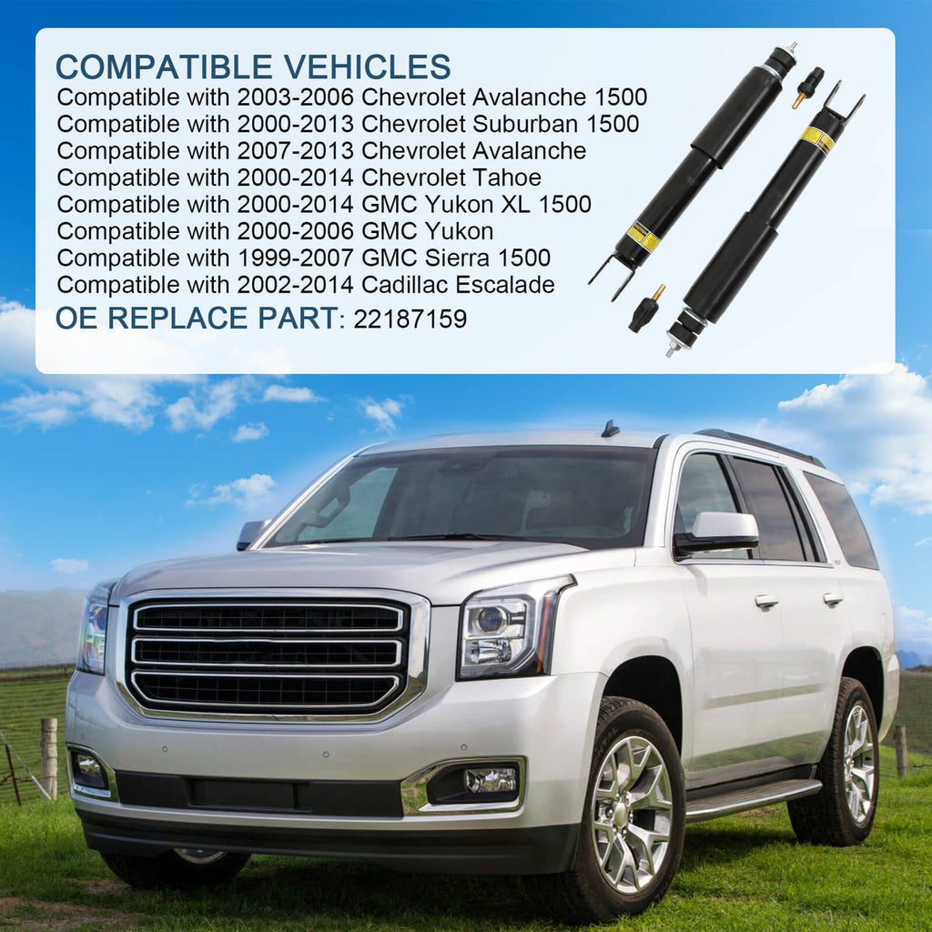 Air suspension shock struts set with brackets, shown with compatible vehicle
