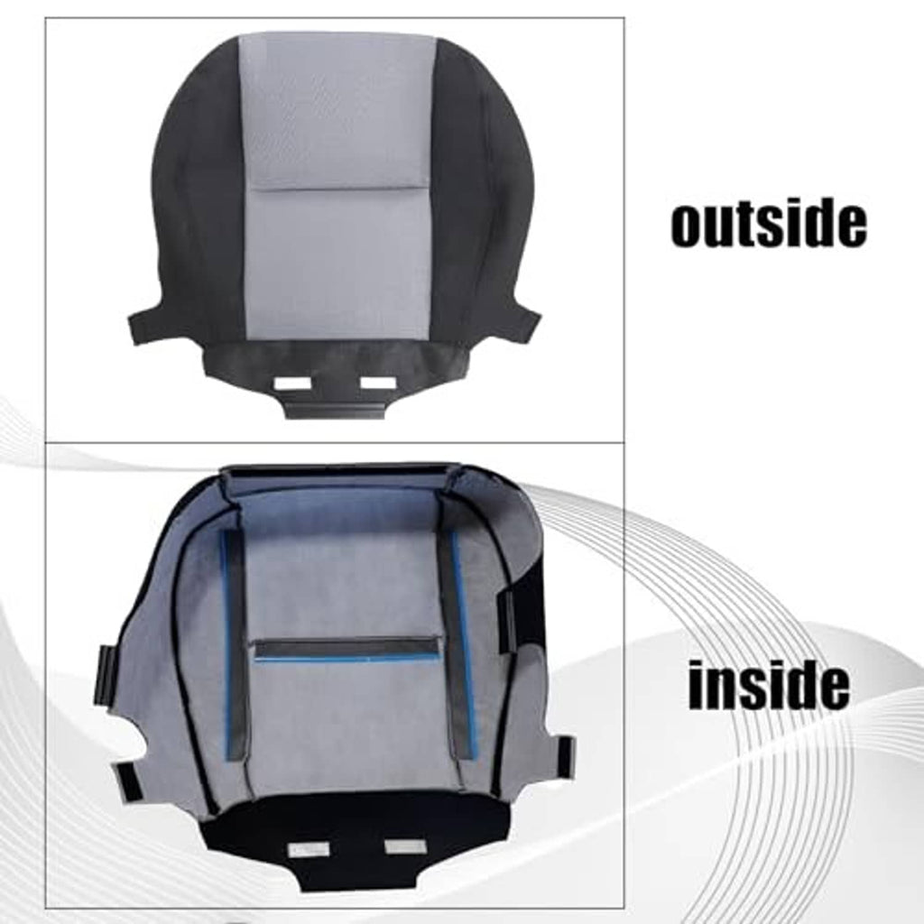 Seat cushion cover shown outside and inside, light gray panels with black outer sides.
