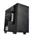 Black micro ATX computer case with mesh front and tempered glass side panel
