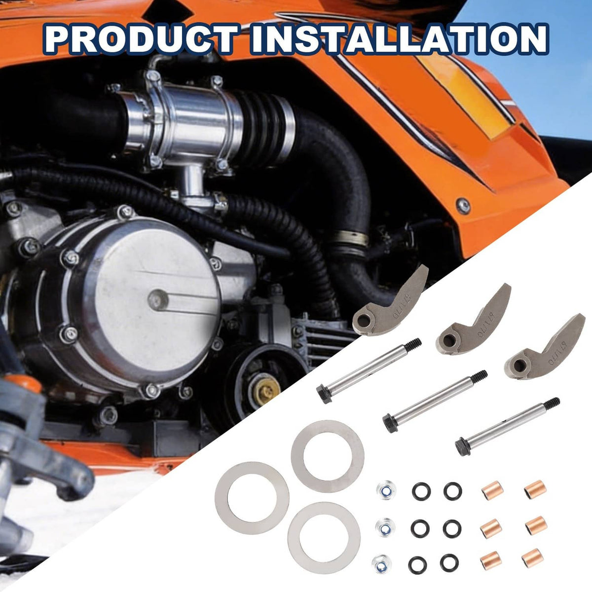 Clutch rebuild kit installation parts shown with a machine engine and cam arms