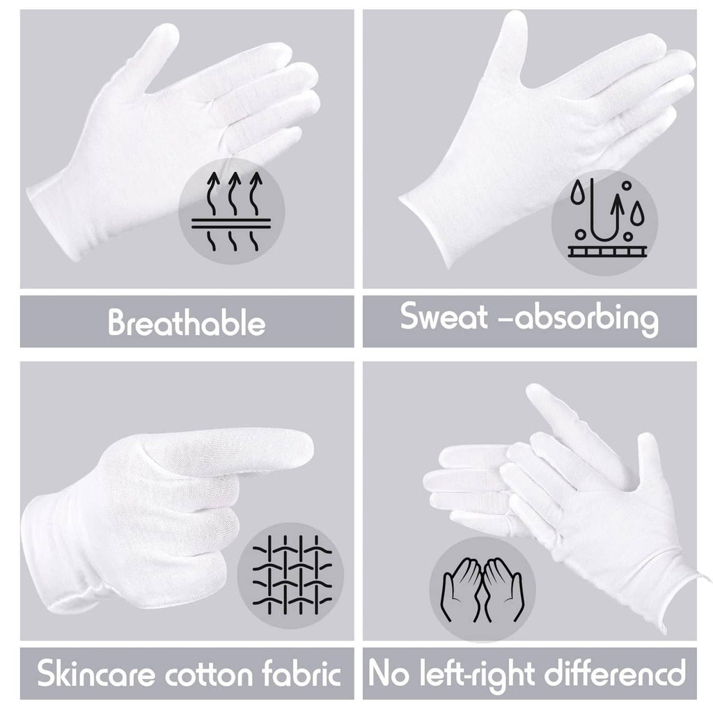 White cotton gloves with breathable and sweat-absorbing style icons