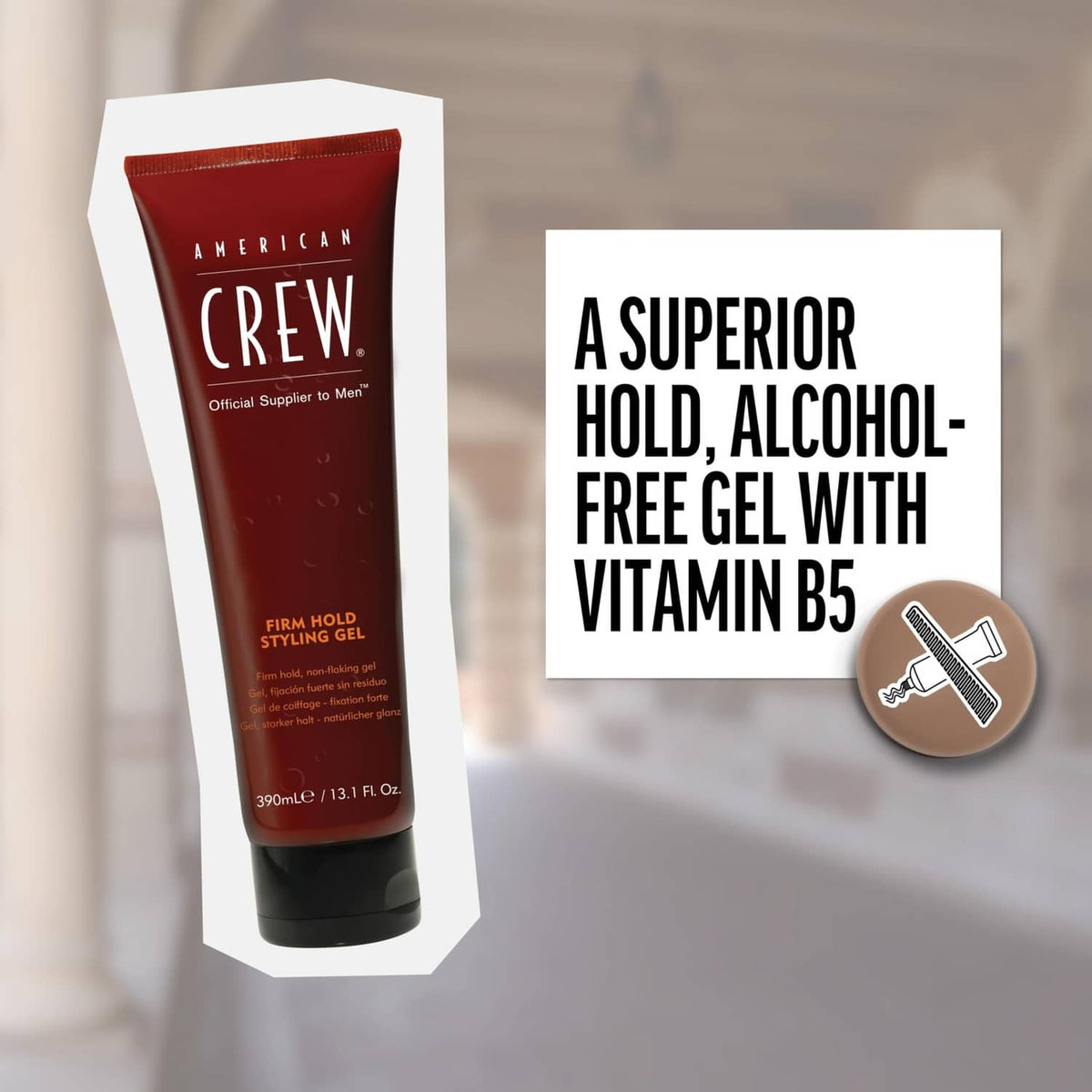 American Crew firm hold alcohol-free gel tube with dark pump cap