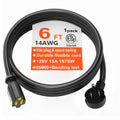 Black flat plug extension cord with coiled 6 ft cable and two plug ends