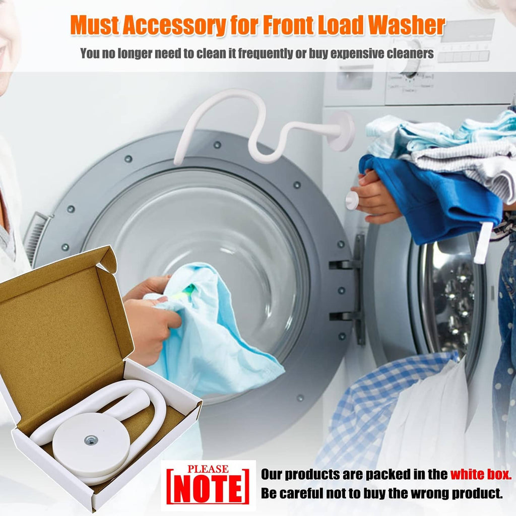White washer door prop accessory kit shown next to an open front-load washer