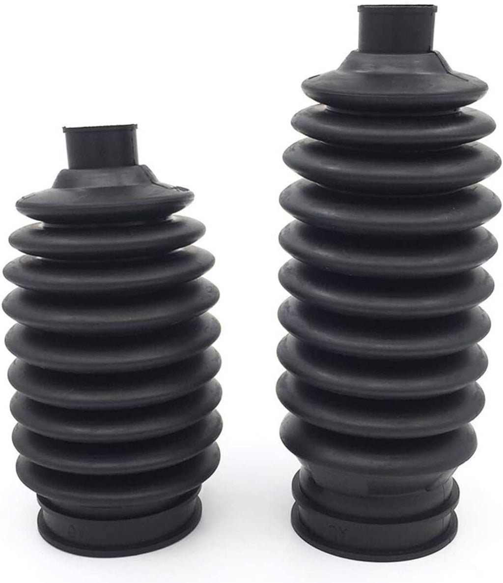 Pair of front suspension rubber boots with stacked bellows, black