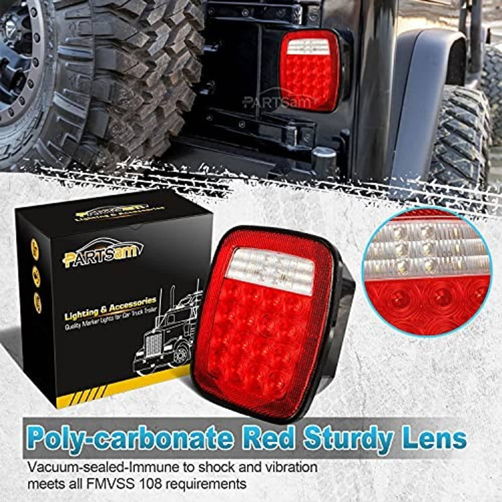 Red LED tail brake turn light with polycarbonate red lens, shown with retail box