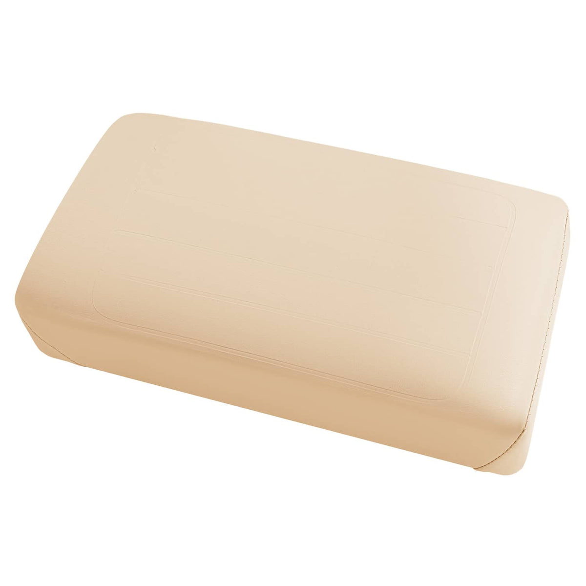 Beige golf cart seat backrest cushion assembly, smooth padded rectangular back