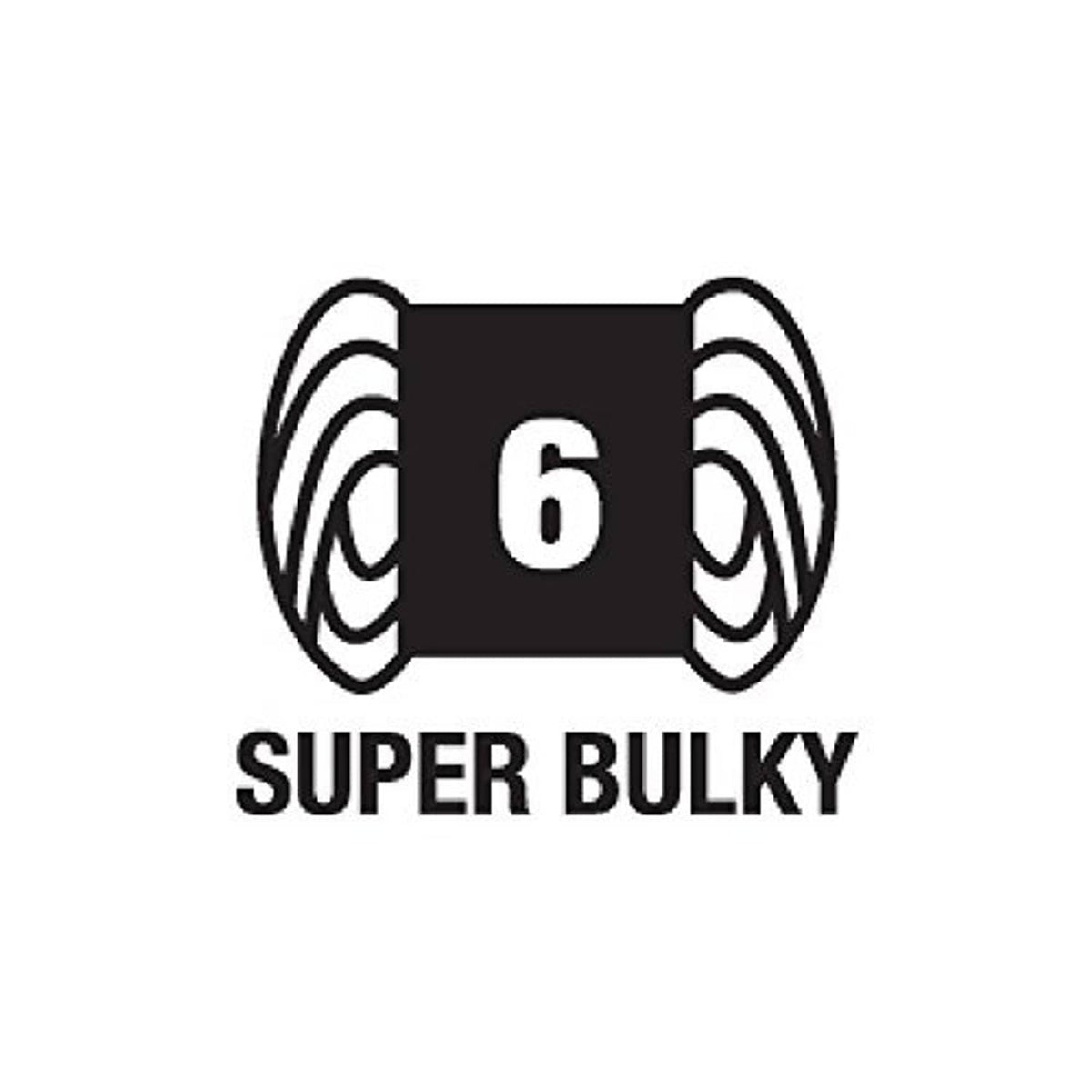 Super bulky yarn weight label with number 6 icon