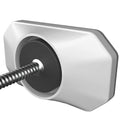 Baby gate wall protector with wall-mounted base and threaded bolt head, white and black