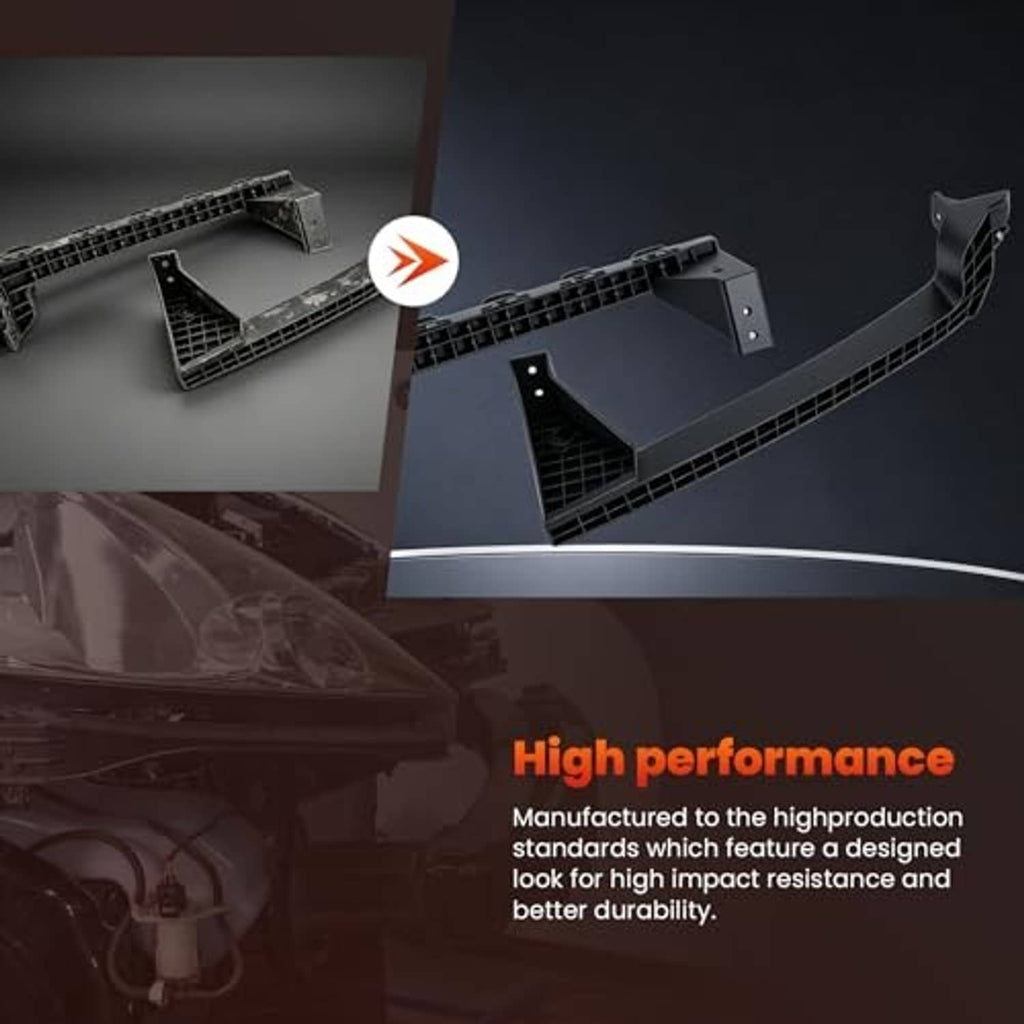 Front bumper headlight under bracket support, black plastic, two-piece set