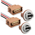 Turn signal light socket with 3-wire pigtail, brown connector and white bulb holder