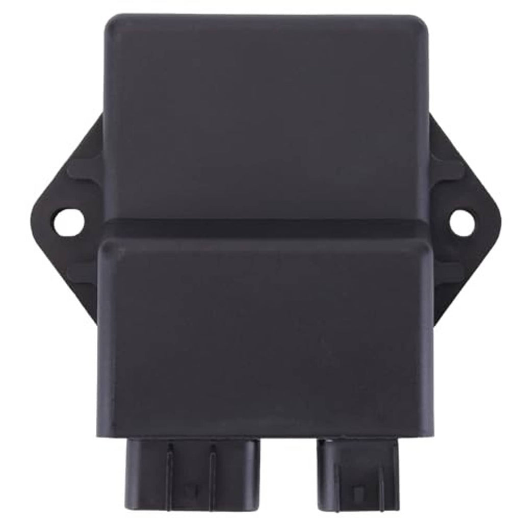 Dark gray CDI ignition box front view with two mounting tabs and connector base
