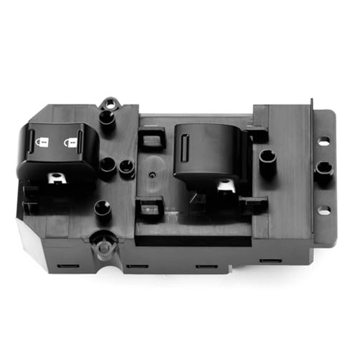 Power window switch inside view, black plastic electronic module with button controls.