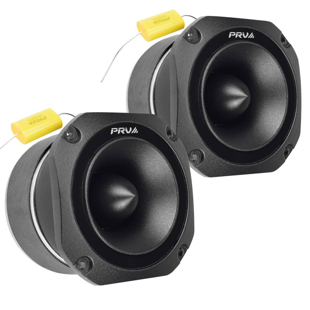 PRV Audio black titanium bullet tweeters, pair with mounting flange and wire leads