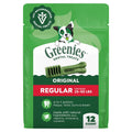 Greenies Original regular dental treat bag, 12-count pack of green chew pieces
