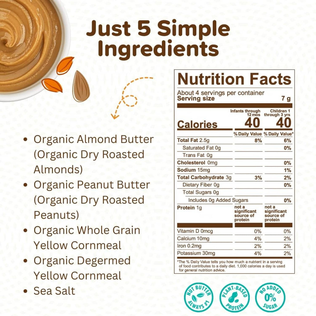 Almond butter puff nutrition facts and ingredients for Organic Puffworks baby snacks