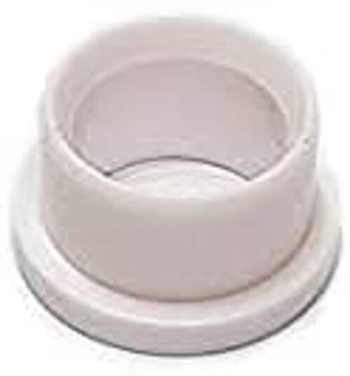 Light gray rubber bushing with black center ring, front-on view