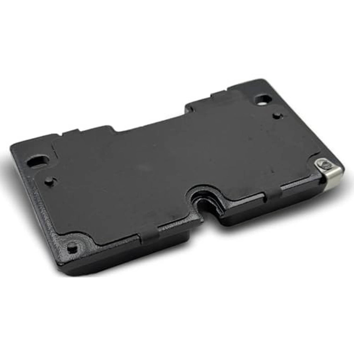 Ceramic brake pads kit, black backing plates with mounting holes and hook tabs