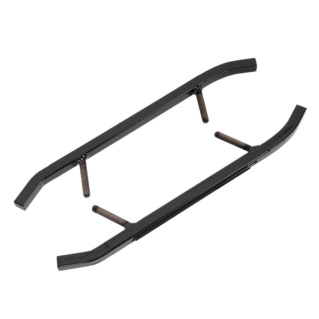 Black ski wear bar with threaded bolt studs and curved side edges.