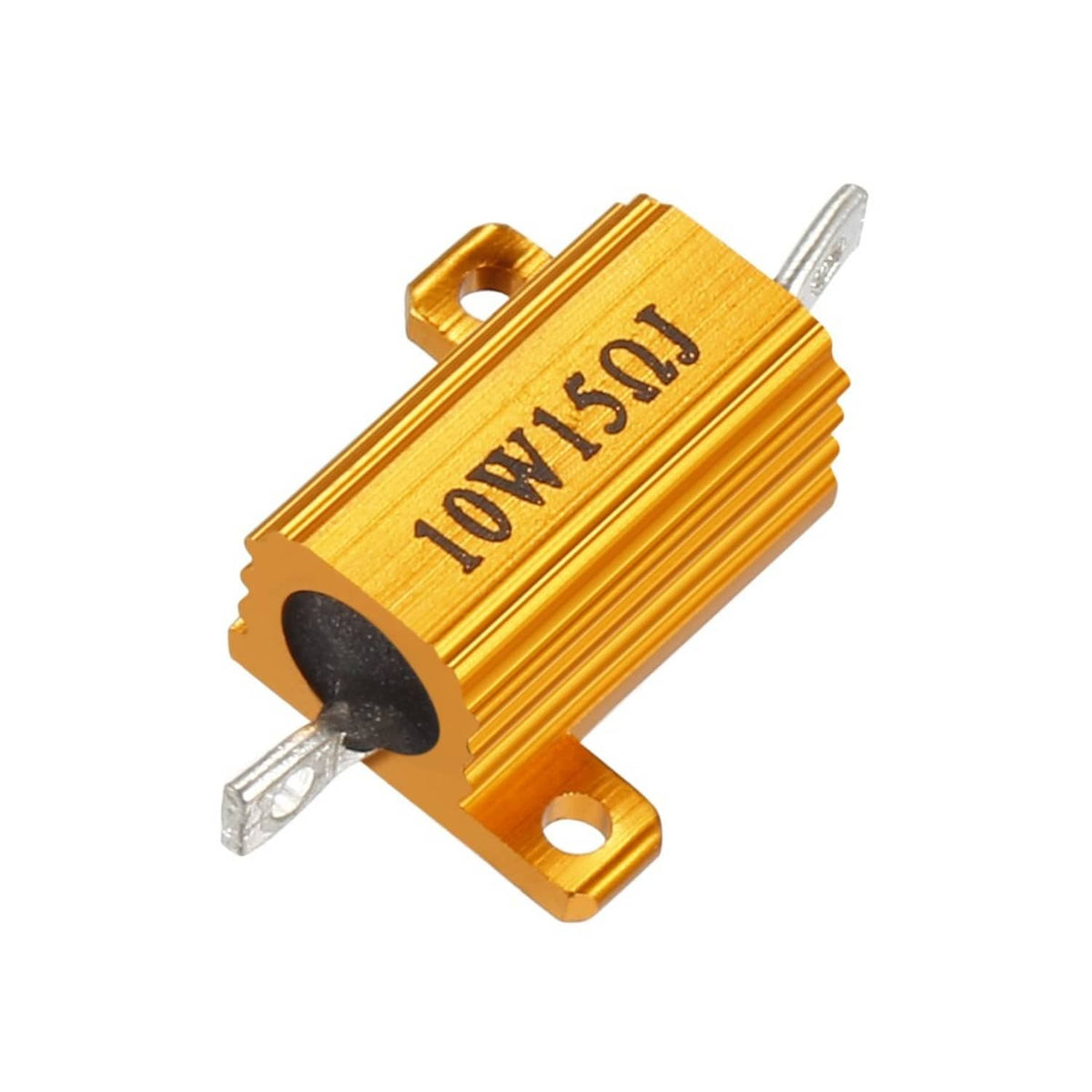 10W wirewound aluminum case resistor, gold finish, two-lead mounting