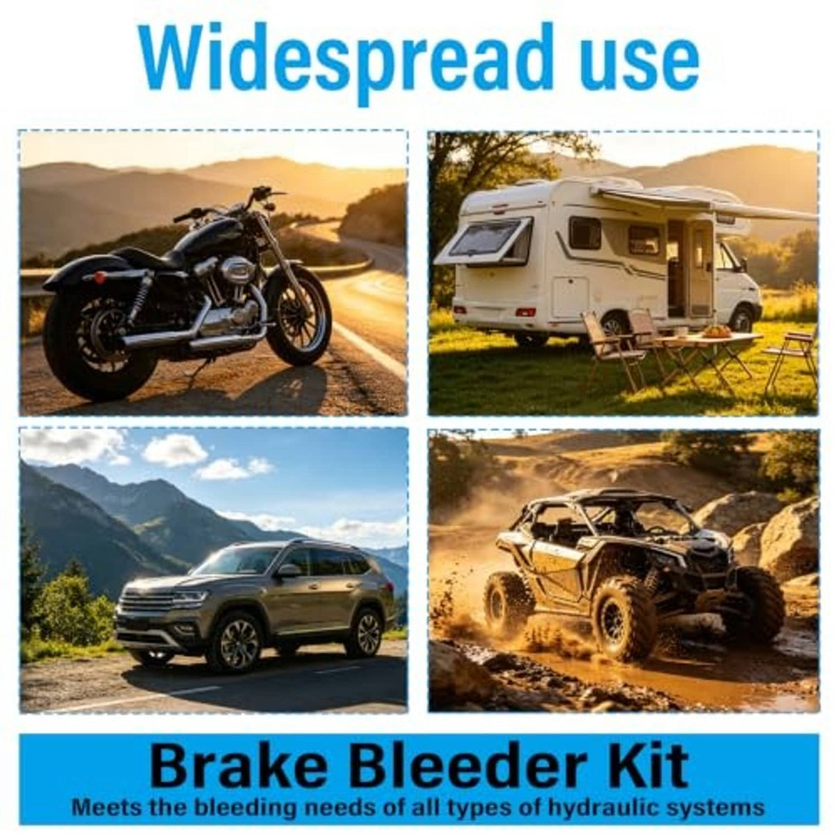 Brake bleeder kit for hydraulic systems with hose, check valve, and clamps