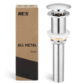Polished chrome bathroom sink pop-up drain with big cap, no overflow