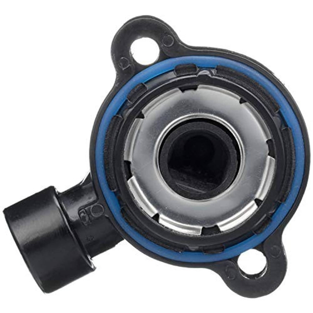 Throttle position sensor with silver metal insert and blue ring, black wire connector