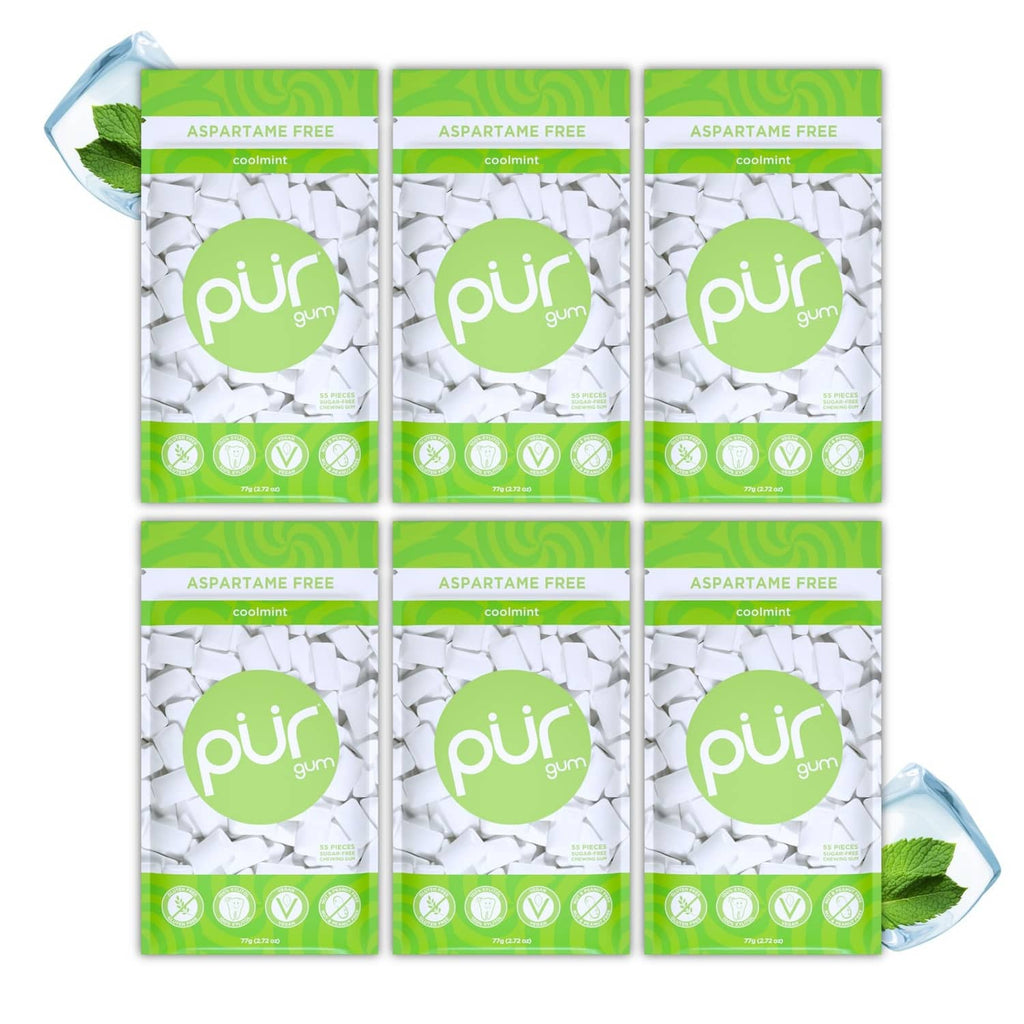 Coolmint xylitol gum multipack pouches, aspartame-free (6 count packs)