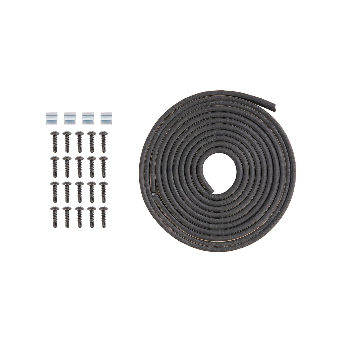 RV exit window gasket seal roll with small screws and hardware pieces