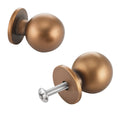 Round zinc alloy cabinet knob, antique brass finish, with mounting screw plate and stud
