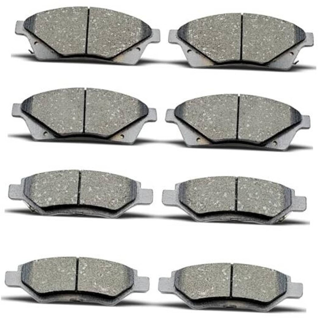 Ceramic brake pads set of 8, gray friction faces with metal backing