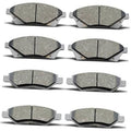 Ceramic brake pads set of 8, gray friction faces with metal backing