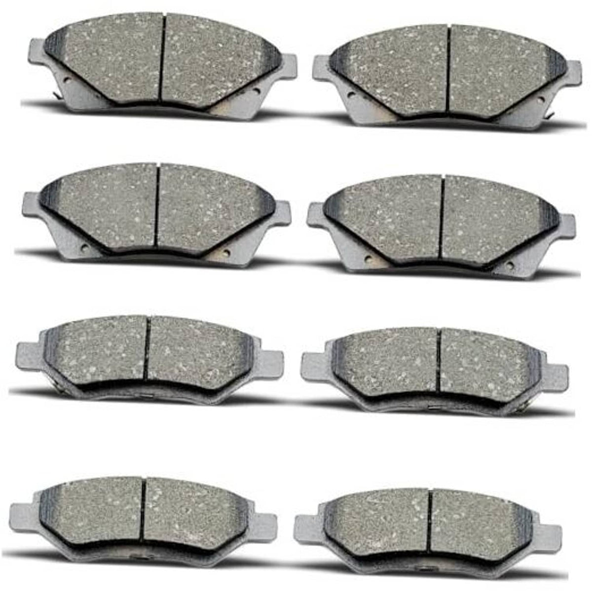Ceramic brake pads set of 8, gray friction faces with metal backing
