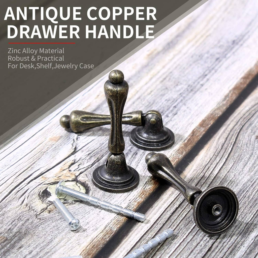 Antique bronze drawer handle with round base and included mounting screws