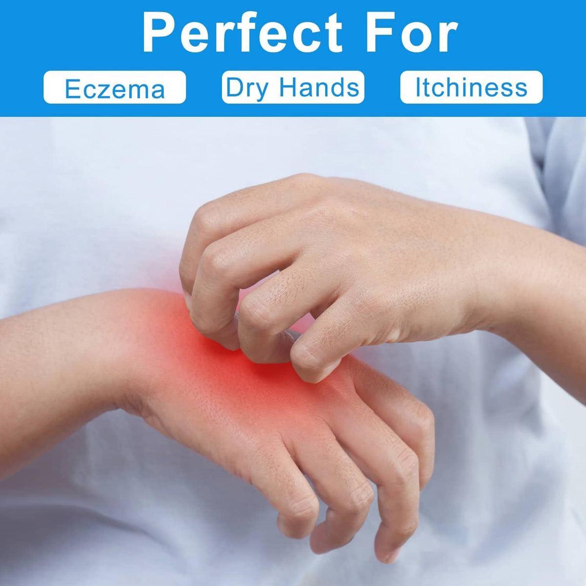 White cotton hand gloves, three-finger style for dry hands during sleep