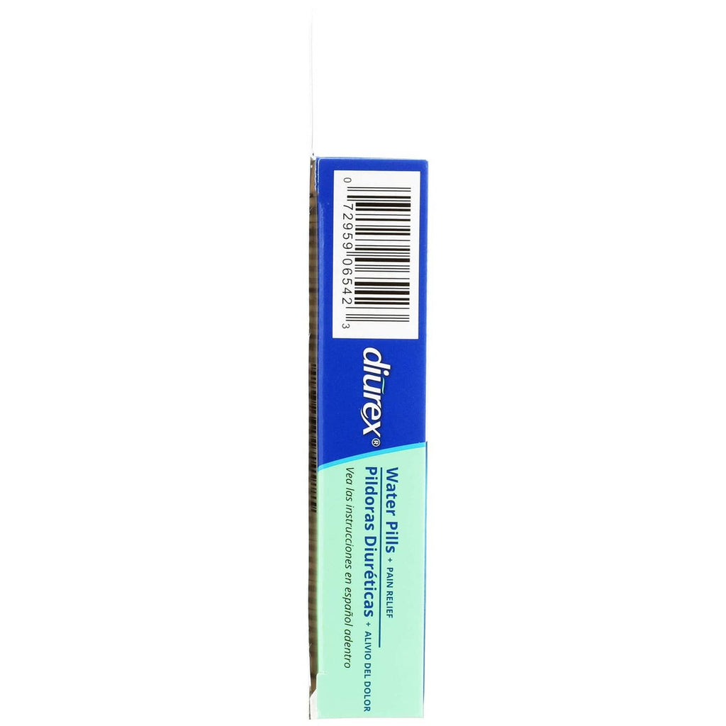 Diurex water pills side panel with barcode and product info