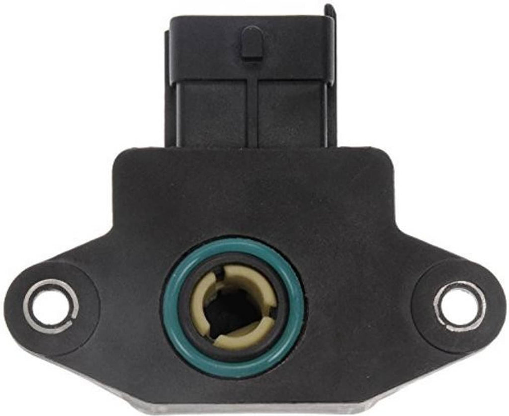 Throttle position sensor front view with circular connector port and mounting holes