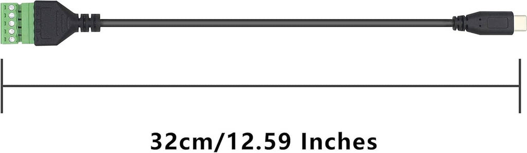 USB-C male to green terminal block cable, 32cm length