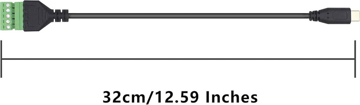 USB-C male to green terminal block cable, 32cm length